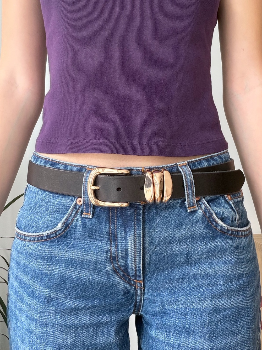 Anthropologie 100% Leather Black Belt